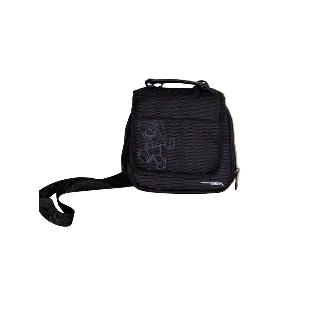 Nintendo 3DS Black Zippered Carry‎ Case Pouch Wrist Strap Mario Design